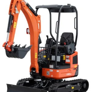 Mini-escavadora de raio zero Kubota U18-5 com lagartas extensíveis.