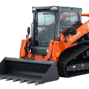 Carregadora de rastos Kubota SVL75-3 em trabalho de terraplanagem.